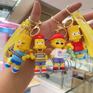 Anime The Simpsons Keychain Cartoon Cute Keyring Student Backpack Car Key Chain Christmas Gifts