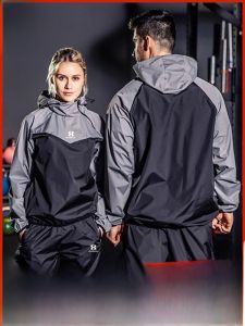 ผู้ชาย หลวม ชุดออกกําลังกายเปล่งเหงื่อแขนยาว พลัสไซส์ ร่างกายควบคุมการเผาผลาญไขมัน รหัสขนาดใหญ่ ฤดูร้อน ชุดกีฬา