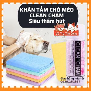 Khăn tắm chó mèo Clean Cham siêu thấm hút khăn lau đa năng tiện lợi 32x43cm