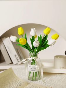 Artificial Tulips Fake Flowers DIY Bridal Bouquet Home Dining Table Living Room Decoration Indoor and Outdoor Decoration
