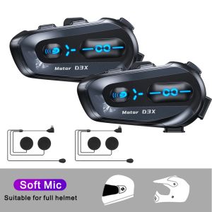 600M Half Duplex Motorcycle Helmet Intercom Headset V5.4 Waterproof Music Share Interphone Intelligent Voice Assistant Headphone