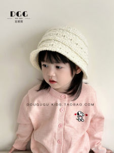Kids Hat Spring and Autumn Woolen Bucket Hat Girl Knitting Bucket Hat Winter Face-Showing Little Girl Bucket Hat Easiest for Match