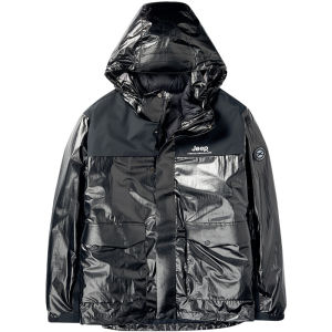 Jeep | Jeep Mens Winter Down Jacket 2025 New Style White Duck Feather Shiny Removable Cap Windproof Outdoor Coat Ultra-light Waterproof