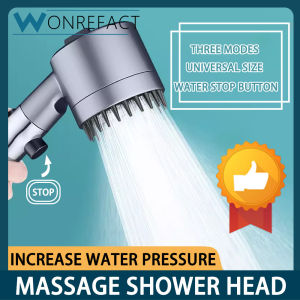 Adjustable High Pressure Water Saving Nozzle 3 Speed One Key Stop Water Massage Shower Head Handheld Filter Shower Head
