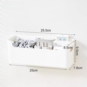 Wall-Mounted Remote Control Storage Box Phone Charging Stand TV Air Conditioner Data Cable Organizer Bedside Storage Rack