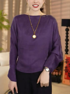 QINGNAER | Chic Mature Style High-Quality Large Size Long Sleeve Tunic Shirt