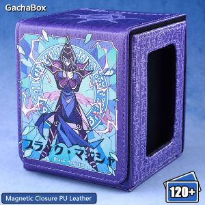 ​YGO Dark Magician Theme Card Storage BoxLarge Capacity HolderCompatible with PTCG TCGMTG CardsMagnetic Lock PU Leather Case