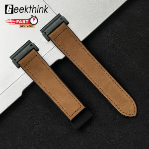 GEEKTHINK 22mm 26mm Quick fit Silicone+Leather Strap for Garmin Fenix 8/5/5X Plus Fenix7/7X Fenix 3 HR Fenix 6/ 6X pro /Epix/Instinct Forerunner 945 935 Watchband