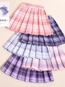 Spring Summer Plaid Skirt High Waist Girls Midi Children Fashionable Versatile Short Skirt MEHTT Dream Beach Commute Style