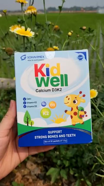 Hộp 30 gói Bột tăng chiều cao bổ sung Canxi D3 K2 KIDWELL, KID WELL cho ...