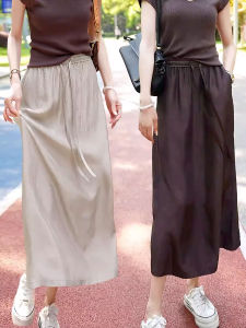 Acetic Satin Slenderizing A-line Half Skirt