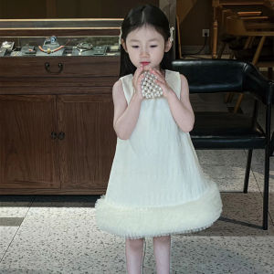 Girls Summer Fashion Floral Embellished Vest Skirt Dress Princess Style Splice Design Little Girl French Style Bloomer Dress
