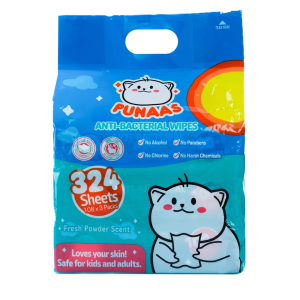Punaas Anti-Bacterial Wipes (Fresh Powder Scent) 108s Pack of 3