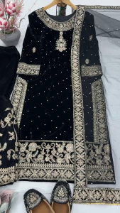 PARTY WEAR GRAND BLACK COLOR SHARARA SUIT
