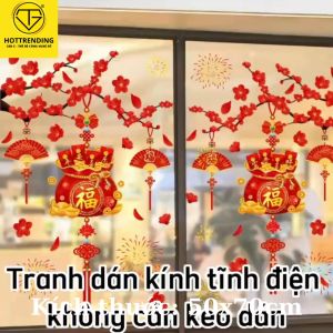 Decal tranh dán cửa kính dán tường nhiều mẫu mới trang tết siêu đẹp