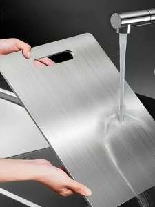3pcs/1pc Titanium Cutting Board Titanium Cutting Boards for Kitchen 304 Stainless Steel Cutting Board for Meat Fruit & Vegeta