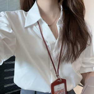 YAOMUHUA | White V-neck Slimming Shirt for Women