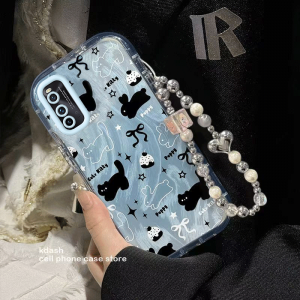 Iqoon Neo3 Phone Case V1981A Blue Cat Fluffy Shell Airbag Anti-fall Thick Edge Protective Cover Cute Purple Rabbit Creative Chain Womens Trendy Case