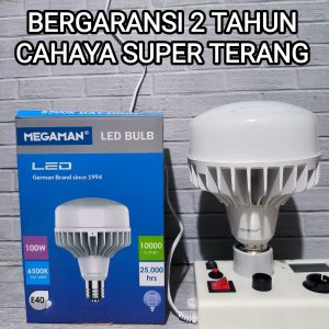LAMPU LED 100W DAYLIGHT MEGAMAN 100 WATT 6500K BOHLAM PUTIH FITTING E40 GARANSI 2 TAHUN BAGUS KUALITAS TERBAIK