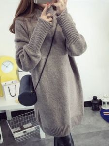 Loose Womens Thickened Half-High Collar Sweater Dress Autumn Winter New Style Warm Knittedwear Easy to Wear Commute Friendly