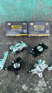 JRP High-Performance CNC Caliper Brake Set for Wave 125 - Silver/Black with Bracket