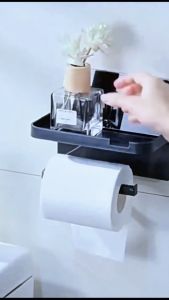 New Toilet Tissue paper Holder Wall Mounted Toilet Crochet Roll Mobile Phone Holder Organiser Racks (WHITE/BLACK/GREY)