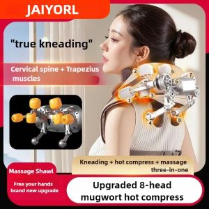 8-Head Cervical Neck Wireless Massager Back Waist Shoulder Trapezius Neck Shoulder Kneading Artifact Massage Shawl Hot Compress