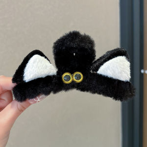 Quirky Black Cat Claw Hair Clip Womens New 2025 Unique Design Plush Fish Tail Hair Clip Headwear Korean Style Fresh out Pink Empress