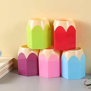 Cute Pencil Shape Pen Holder Pencil Storage Box Student Desktop Office Storage Box Household Makeup Brush Organizer Box
