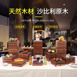 New Style Samphire Buffet Tea Break Layer Rack Cold Meal Original Wood Dessert Sushi Cake Sweet Display Stand Table Decoration