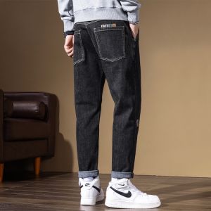 ROMON | Lormen Mens Fleece Lined Straight Leg Jeans Thick Warm Casual Winter Fashion Loose Fit Long Trousers Youth Popular Style