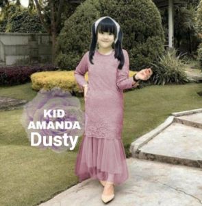 Pakaian Gamis Anak Wanita Perempuan Model Terbaru Kekinian Maxi Amanda Kids 3-11 Tahun Matt Brokat Glitter Mix Tille Tutu Maxi Duyung/Good Quality