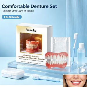 Feimuko Denture Silicone Kit Soft Kit Natural Fit Teeth Upper Lower Sets Covers Gaps Missing Teeth Silicone Pads Soft Men Women