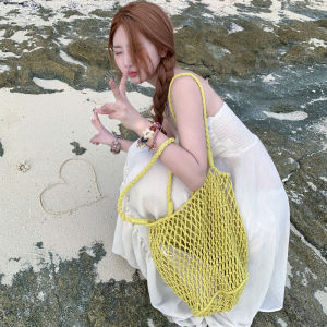 Laid-back Style Hollow out Woven Tote Bag Large Capacity Underarm Fashion Versatile Single Shoulder Bag for Everyday Use
