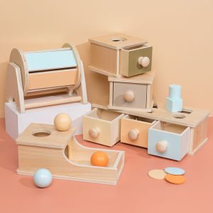 Montessori Toys Macaroon Color Coin BoxBall BoxObject Permanence Box Toys for Infant Toddlers 8-24 Month Baby Learning Material