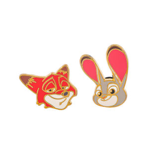 Cartoon Cute Peripheral Movie Zootopia Metal Badge Fox Nick Judy Rabbit Enamel Brooch High End Commemorative Gift