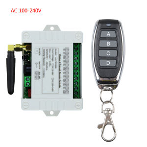 AC100 110V 220V Smart Multiple 10A 433MHz 4 Channel Wireless Relay RF Metal Remote Control Switch Receiver