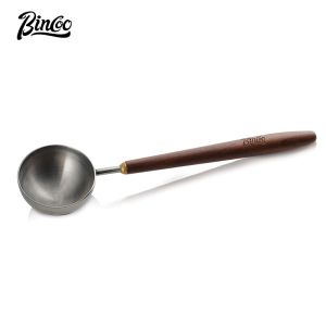 BINCOO Walnut Handle Coffee Spoon Coffee Bean Measuring Spoon Stainless Steel Coffee Powder Special Spoon