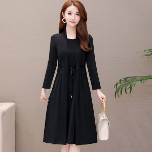 HUAXUNRAN | Đầm Dài Tay Giảm Cân Thời Trang cho Phụ Nữ Trung Niên Size Lớn