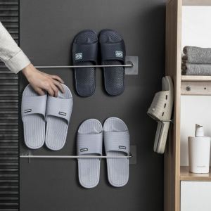 Bathroom Wall-Mounted Shoe Rack Stainless Steel Storage Organizer for Slippers And Towels Space Saving Home Organization