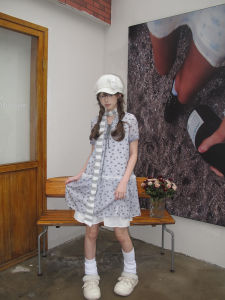 Korean Style Grey Hooded Dress Womens 2025 New Aby Cute Mini Skirt Retro High Waist Polyester Fiber Summer Short Sleeve Dress