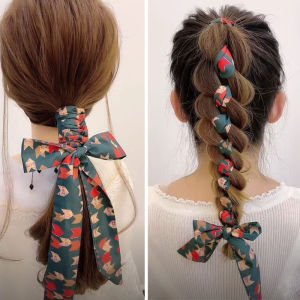 French Style Narrow Long Scarf Vintage Forest System Cowboy Belt Bag Tie Silk Ribbon Fashionable Accessory for Women Spring Autumn Winter