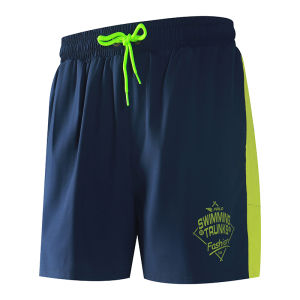 Mens Speed Dry Five-Quarter Brief Swimming Trunks Double Layer Anti-Embarrassment Loose plus Size Professional Hot Spring Pants