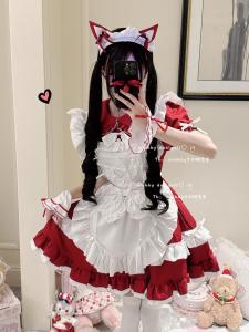 ชุดเดรสล็อติตาสุดน่ารักสำหรับแมว ชุดสาวนักเรียนญี่ปุ่น ชุดแมวปีใหม่ ชุดแมวคริสต์มาส ชุดแมวสุดน่ารัก ชุดแมวสุดเก๋