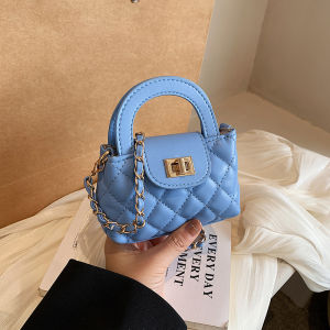Princess Style Childrens Crossbody Bag Fashionable Chain Diamond Pattern Baby Girl Handbag Small Fragrance Style Bag