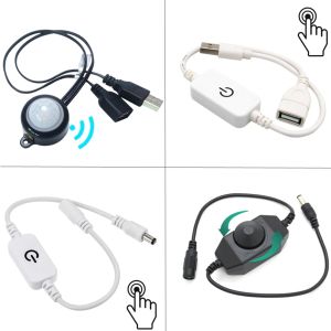 5V 12V 24V Knob Touch Adjustable PIR Infrared Motion Sensor USB DC Plug Swtch Dimming Switch for LED Light Strip Night Lamp