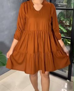 K Pke 77 OFICCIAL || Nora Dress Rempel Mini Basic Ruffle Rayon Twill