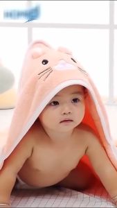Baby Newborn Towel Swaddle Baby Wrap Cute Cartoon Hug Quilt Coral Fleece Hooded Bath