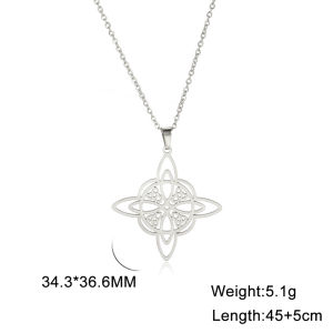 stainless Steel Witchcraft Witch Knot Geometry Long Chain Necklace for Women Viking Pendant Chain Necklace Jewelry Gifts