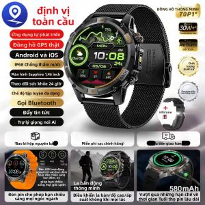 Đồng Hồ Thông Minh Màn Hình AMOLED HD 1.46 Inch Mới Năm 2025 Chống Nước IP68 Tích Hợp GPS Hai Băng Tần La Bàn Gọi Bluetooth Theo Dõi Sức Khỏe Tương Thích Với Android & iOS